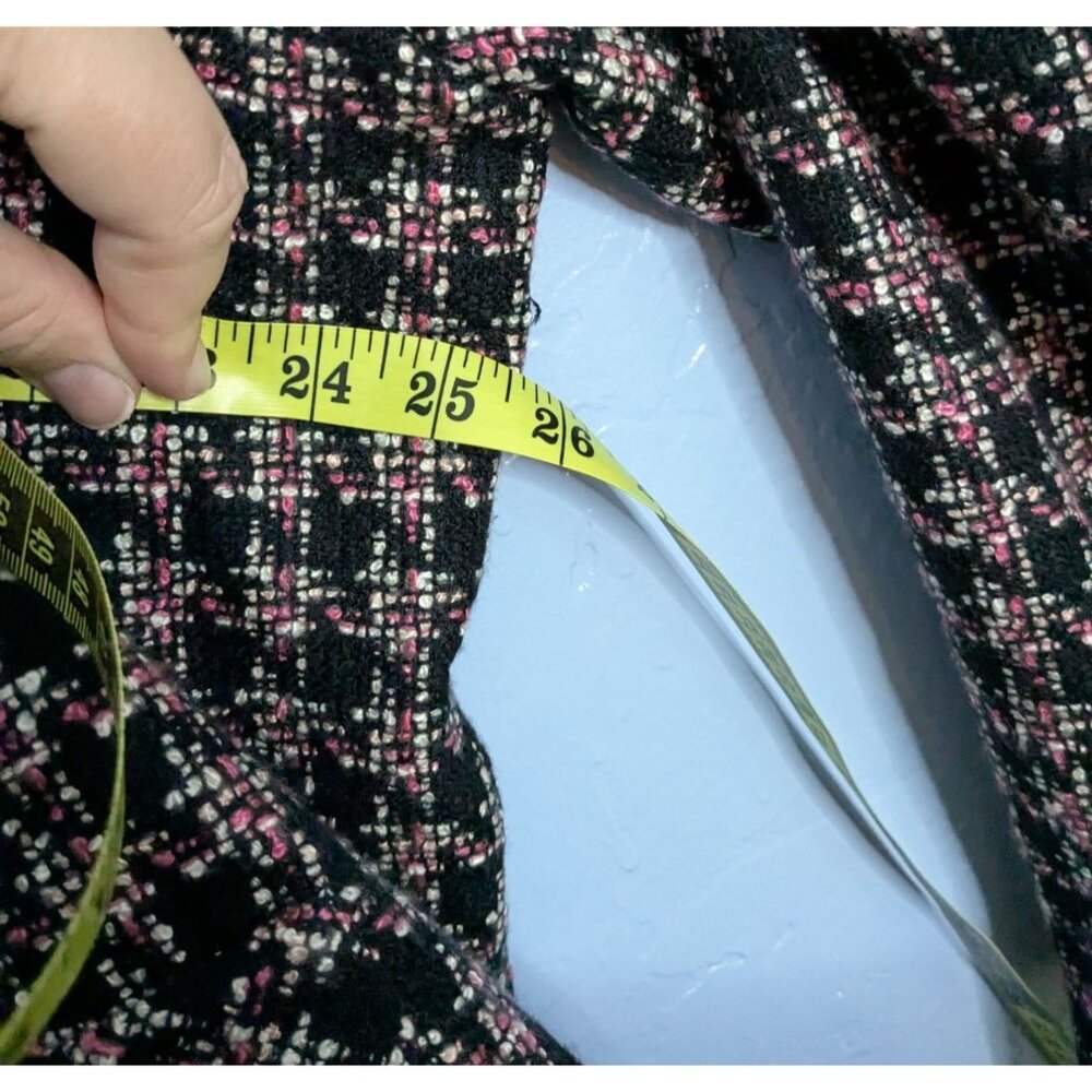 Appleseeds Womens Tweed Jacket Sz 20 Black & Pink Plaid Long Sleeve Lined - Picture 12 of 12